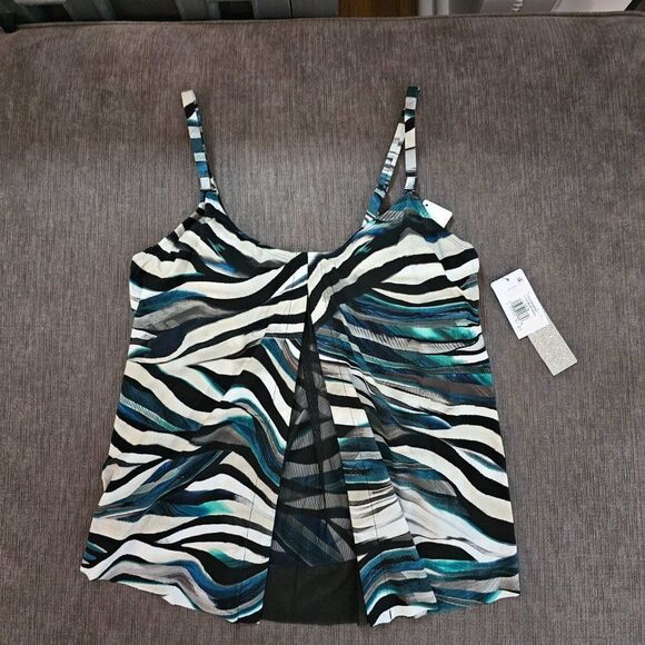 NWT Amoressa Women's Swimwear Swing Underwire Bra Mesh Inset Tankini Top Size 10 - Picture 4 of 14